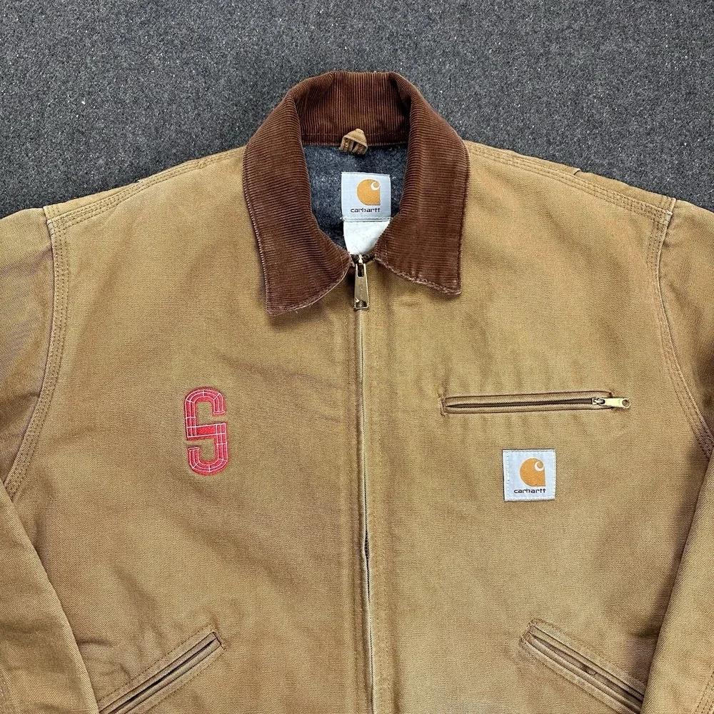 Vintage Carhartt Detroit Jacket J01 BRN Blanket Lined Tan Size 48 RARE *logo‎